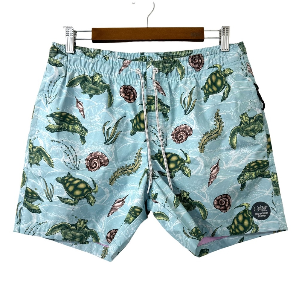 Psycho Tuna Men's Sea‎ Turtle Pool Shorts Swim Trunks Size M